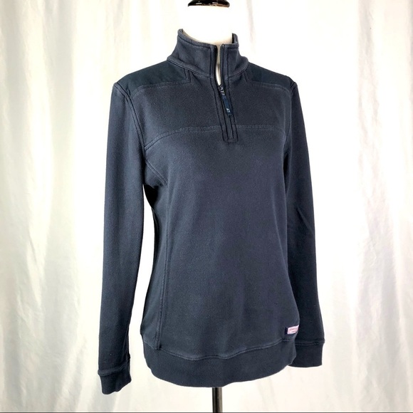 Vineyard Vines navy quarter zip sweatshirt pullover woven cotton shoulders XS - Picture 1 of 10